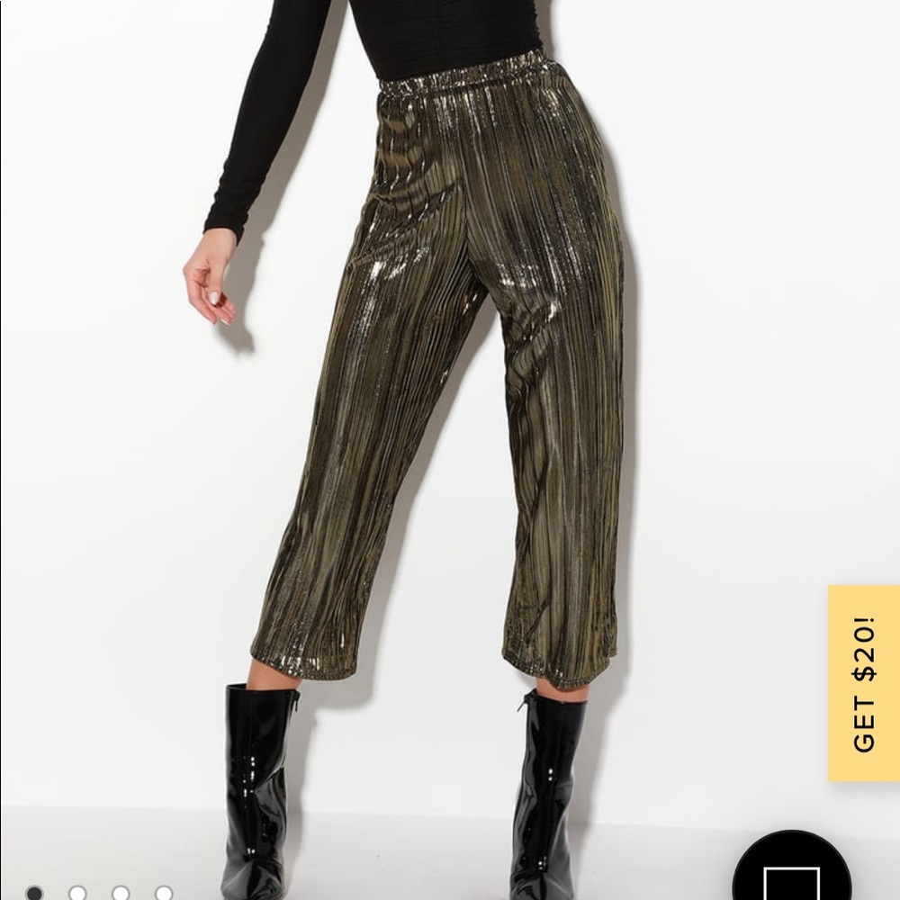 Gold pleated pants